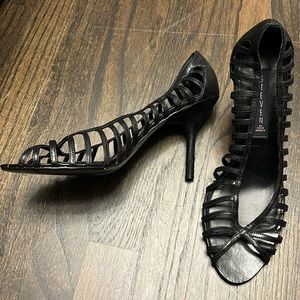 Steven by Steve Madden, black leather heels, leather bottom, worn once. Size 9.5